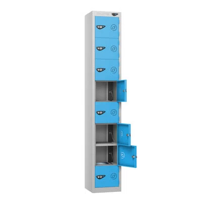 Pure 8 Door Tablet Locker 1800mm X 300mm X 300mm With 3 Pin Plug and Cam Lock